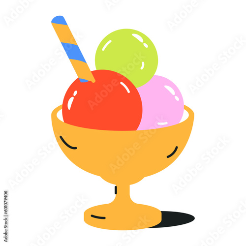 Eye catchy flat icon of sundae