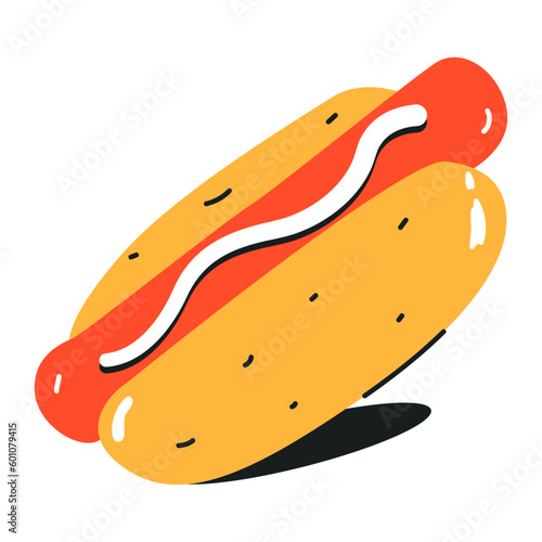 A flat icon of hot dog 