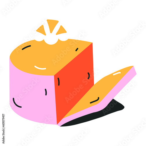 Flat icon of cheese truckle 