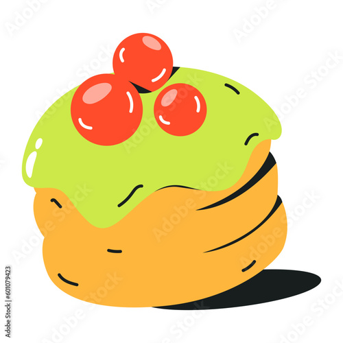 Flat icon of cheese truckle 