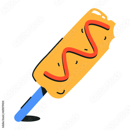 A flat icon of hot dog 