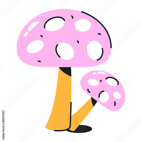 An icon of button mushrooms, flat design 