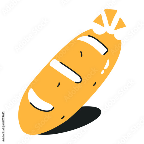 A flat icon of hot dog 