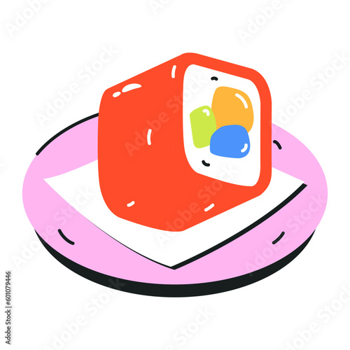 Flat icon of cheese truckle  photo