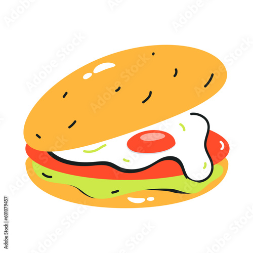 A flat icon of hot dog 
