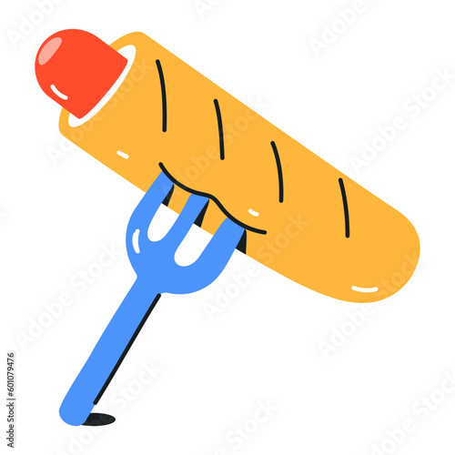 A flat icon of hot dog 