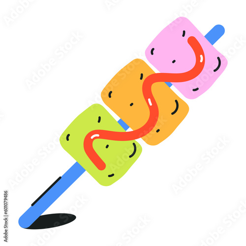 Trendy flat icon of grill skewer