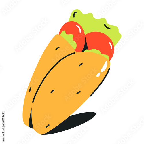 Trendy flat icon of grill skewer