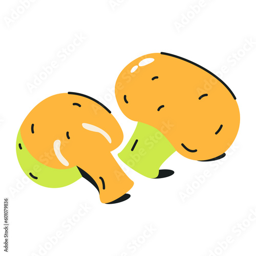 Flat icon of button mushrooms 
