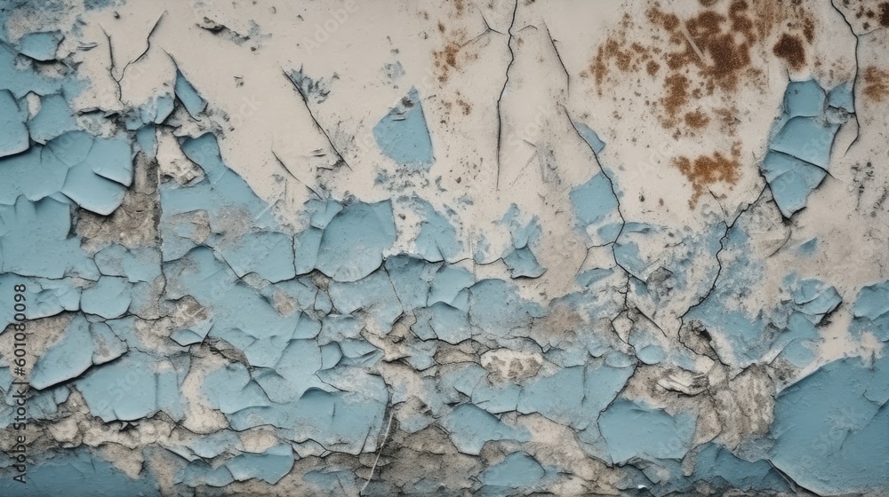 Obraz premium Gray blue brown beige abstract grunge background. Cracked concrete floor. Dusty blue color. Generative AI.