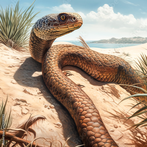 The image of the coastal taipan was created through automated processes - generative ai photo