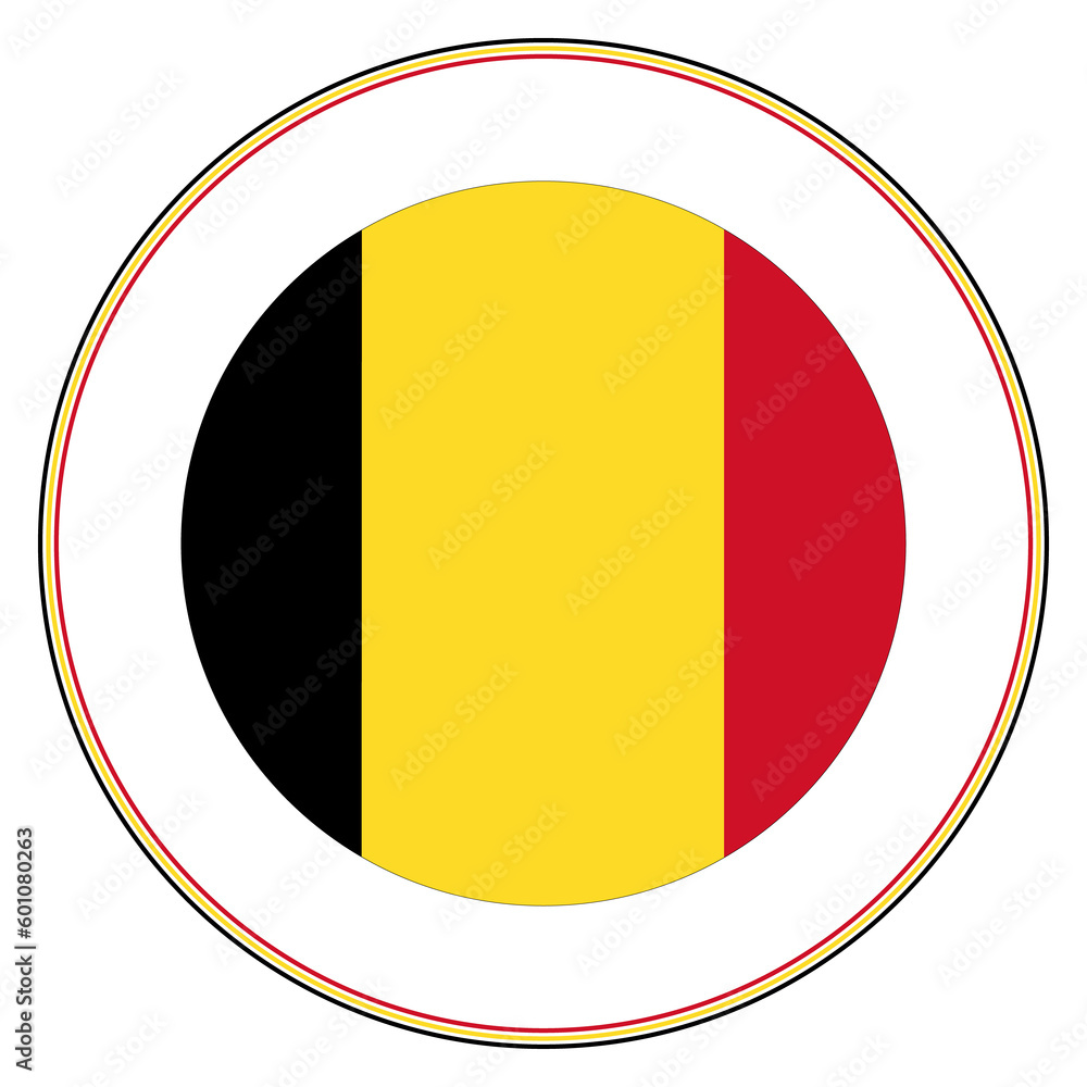 Fototapeta premium Flag of Belgium in circle. Belgium flag circle.