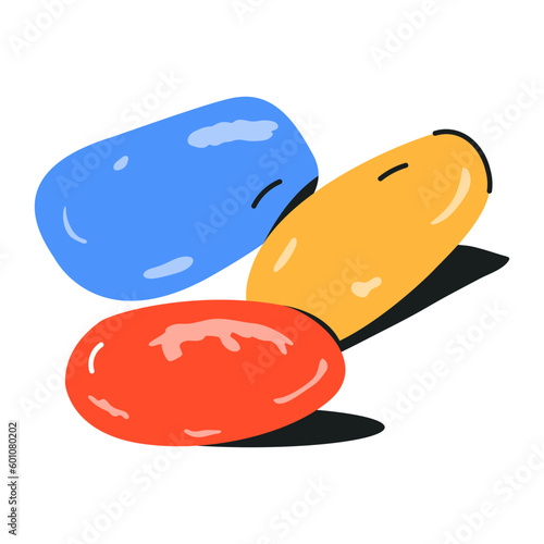 Modern flat icon of chinese pastries