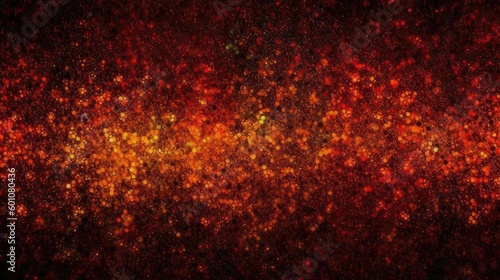 Black orange red brown glitter shiny abstract background for design. Dark. Twinkling glow stars effect. Fantastic, fantasy. Like outer space, night sky, universe. Generative AI.
