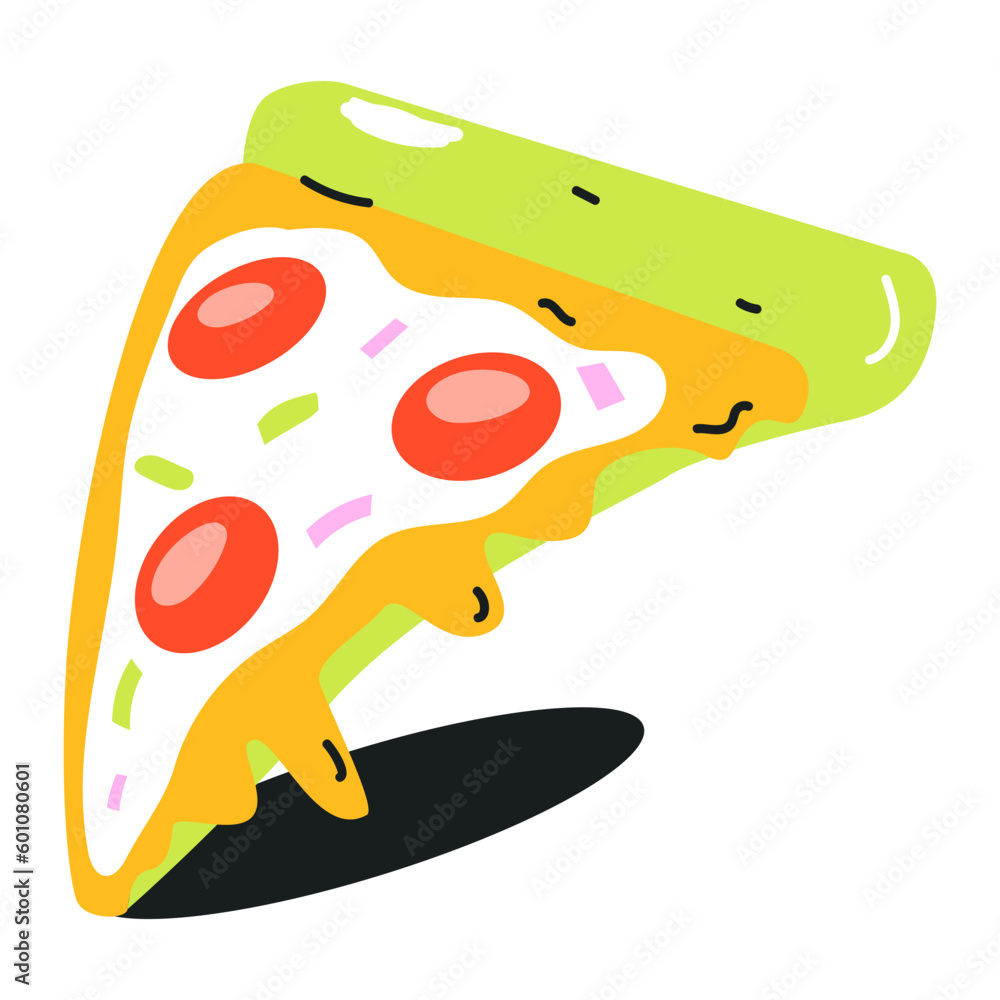 Flat icon design of pizza slice Flat icon design of pizza slice