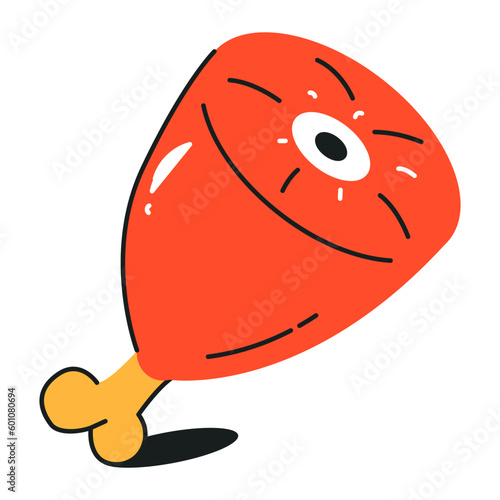 Easy to use flat icon of chicken drumstick 