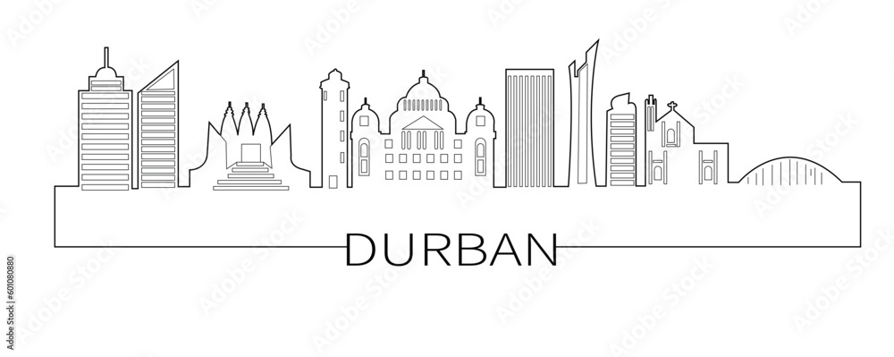 Naklejka premium Durban south africa city skyline vector outlinne