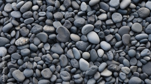 Gray blue pebbles texture. Wet small stones background for design. Generative AI. 