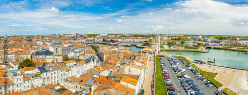 Rooftops and Old Port of La Rochelle on a sunny day