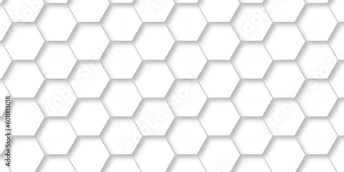 seamless hexagon pattern 3d Hexagonal structure futuristic white background and Embossed Hexagon , honeycomb white Background ,light and shadow ,Vector. 