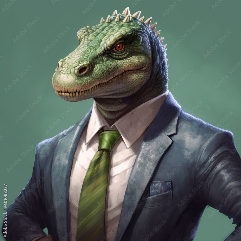 Humanized crocodile in business suit.generative ai