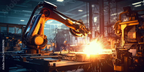 Robotic welding arm, smart factory, modern manufacturing 