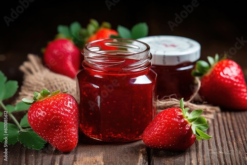 strawberry jam and fresh berries - Ai