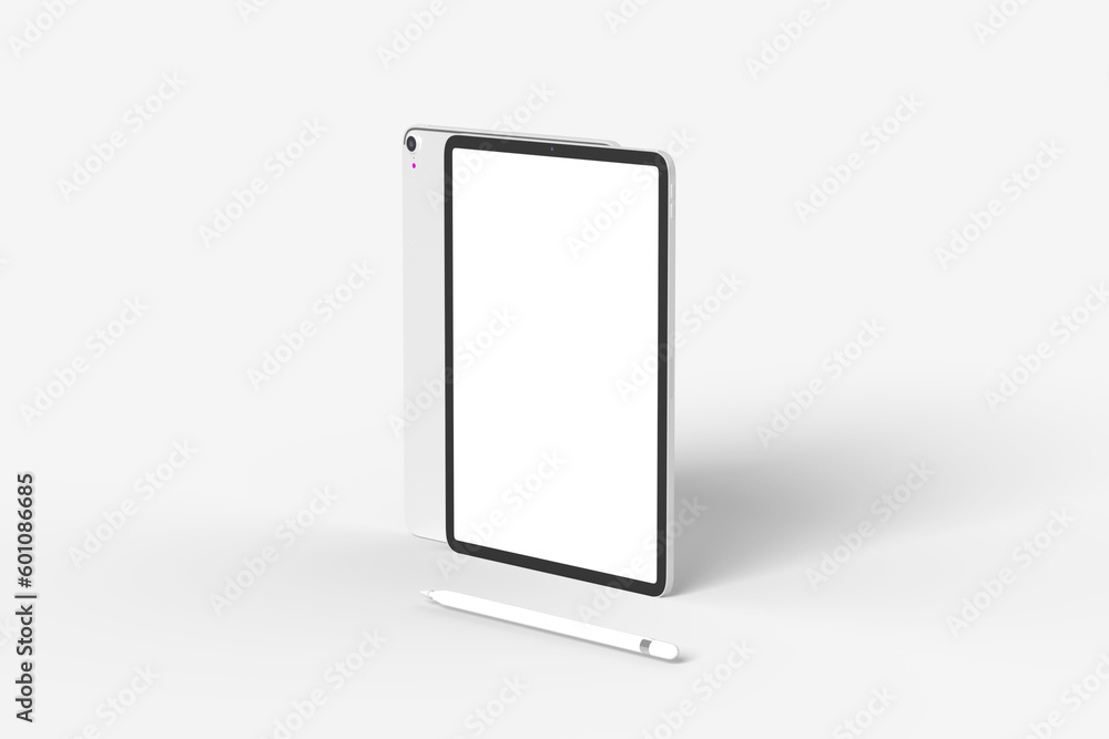 new model tablet blank screen and white tablet stylus or pencil for touch screen isolated with on white background new model tablet blank screen and white tablet stylus or pencil for touch screen isolated with on white background
