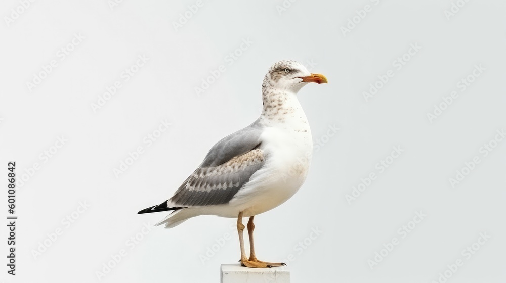 Obraz premium Isolated standing seagull on blank background