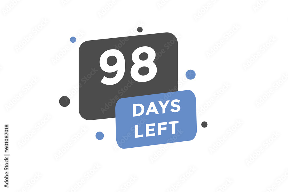 98 days Left countdown template. 98 day Countdown left banner label button eps 10