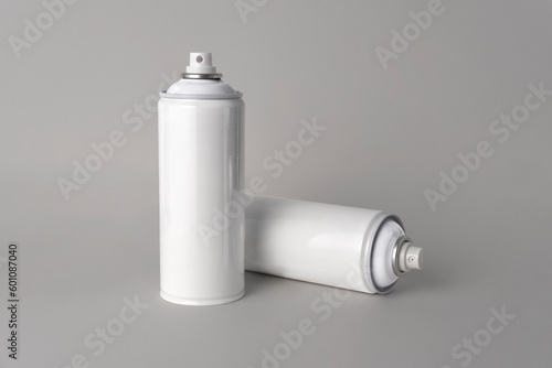 White Paint Aerosol Spray Metal 3D Bottle Can, Graffiti, Deodorant, Illustration Isolated On White Background. Mock Up Template For Your Design. 3D illustration, 3D rendering.