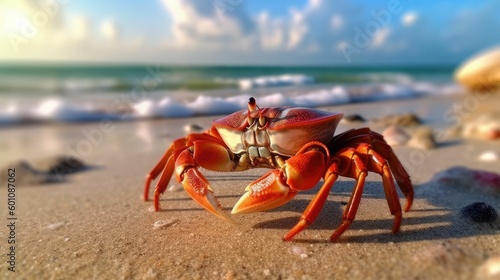 Crab walking on the seashore