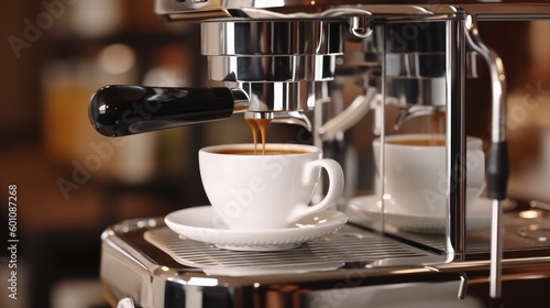 Espresso coffee brewing through a bottomless portafilter