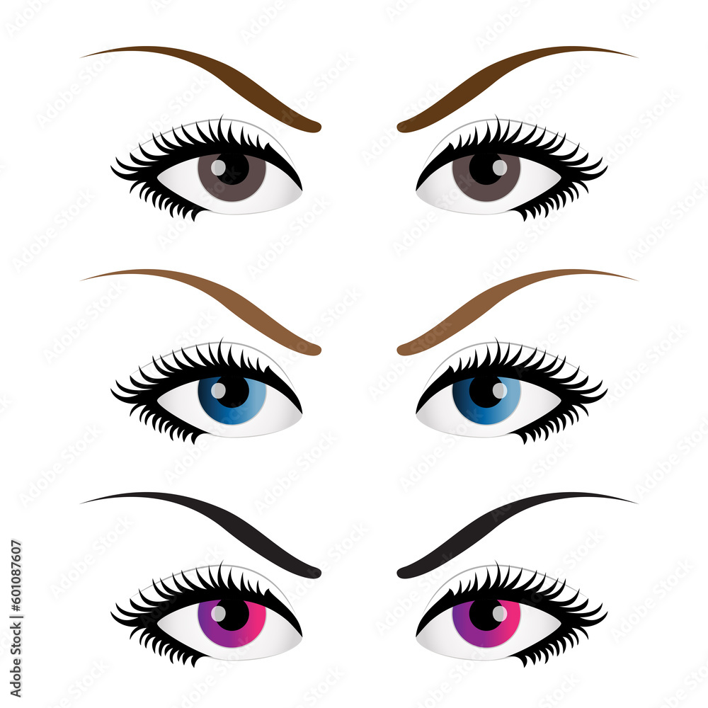 Woman's Eyes and Eyebrows Face Expression Design Artwork