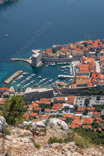 Dubrovnik, Croatia. View of the harbor of the walled city.