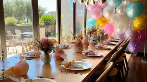 Table setting for a birthday party