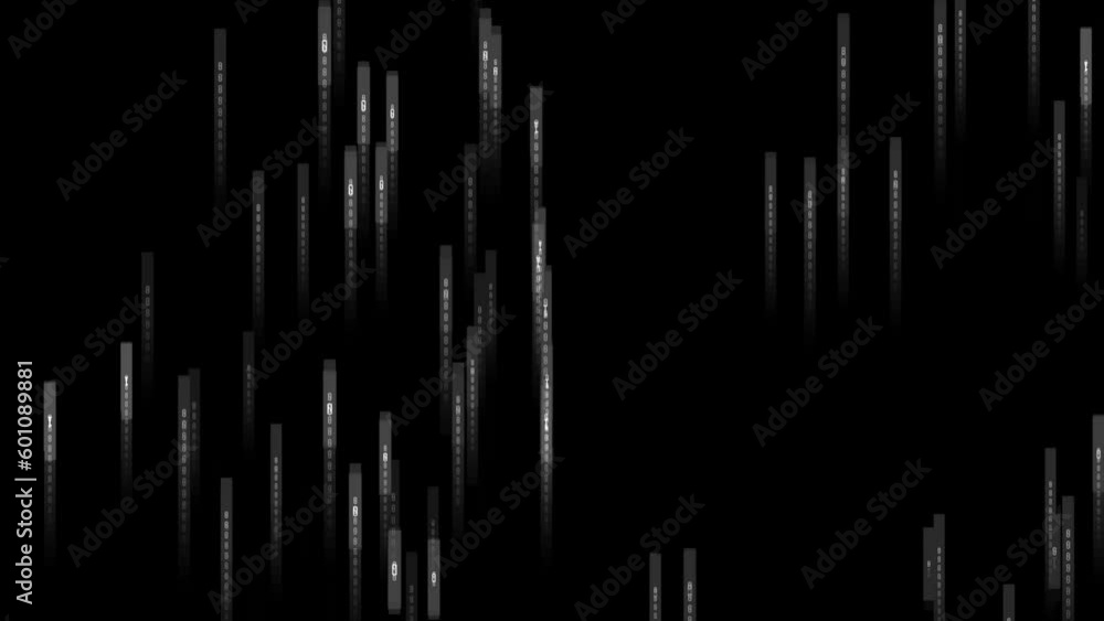 Rain of numbers in a computer. Motion. Beautiful hacker background with lines of changing numbers. Matrix rain of colored changing numbers on black background Rain of numbers in a computer. Motion. Beautiful hacker background with lines of changing numbers. Matrix rain of colored changing numbers on black background