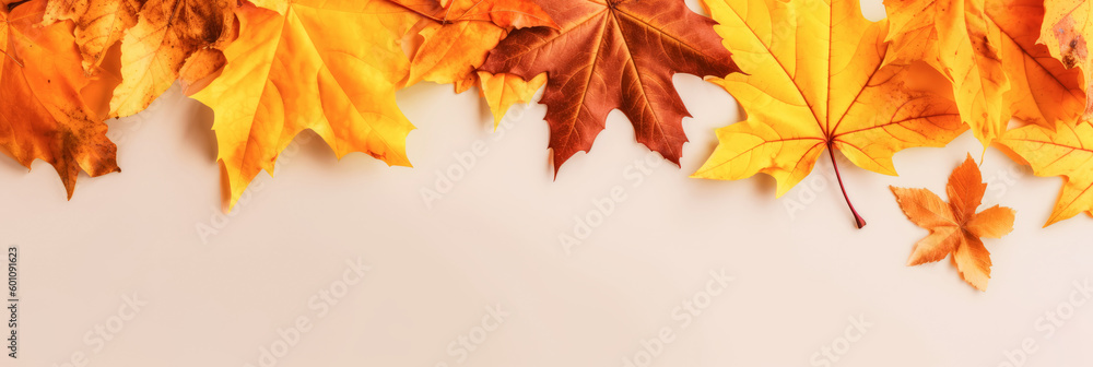 Autumn background with maple leaves - Generative AI Autumn background with maple leaves - Generative AI
