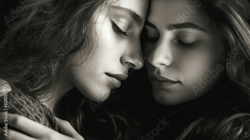 Two women in a close embrace