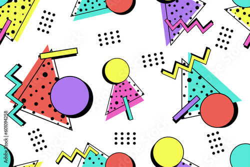 Premium Vector | Colorful memphis style nostalgic background or retro 80s 90s seamless pattern