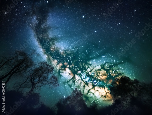 Cosmic Nebula Swirling Amidst Star Clusters
