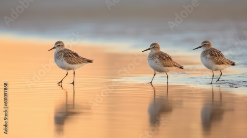 Group of sandpipers on the beach photo