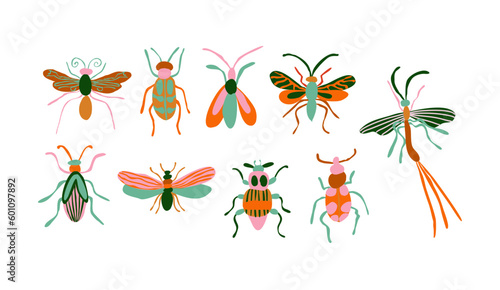 insects bugs butterfly and moths vector set