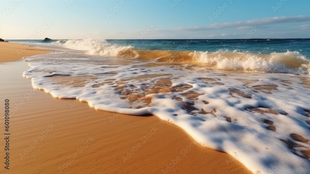 Waves on a sandy beach in the summer Waves on a sandy beach in the summer