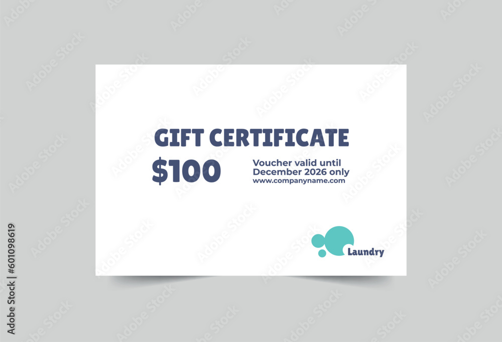 Laundry gift certificate template. A clean, modern, and high-quality design gift certificate vector design. Editable and customize template gift certificate Laundry gift certificate template. A clean, modern, and high-quality design gift certificate vector design. Editable and customize template gift certificate
