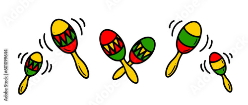 Maracas icon. Vector illustration of blue and red maraca and instrument sign. Graphic of maraca and maracas