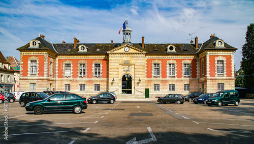 Facade of the Town Hall of Rambouillet near Paris, Yvelines, France - Stone and bricks public building housing the local French government © Alexandre ROSA
