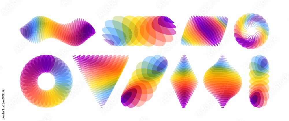 Obraz premium Set of various overlapping elements. Abstract geometric design. Vector illustration for brochure, poster, presentation, flyer or banner.