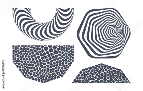 Abstract science background with fantasy cells. Cross section or microscopic view. Organic texture. Striped torus. Optical art. 3d vector illustration for brochure, cover, presentation or banner.