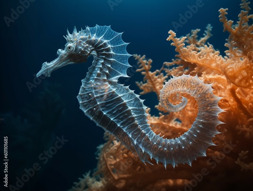 Seahorse Serenity: A Solitary Dancer in the Underwater Ballet © VisualMarketplace